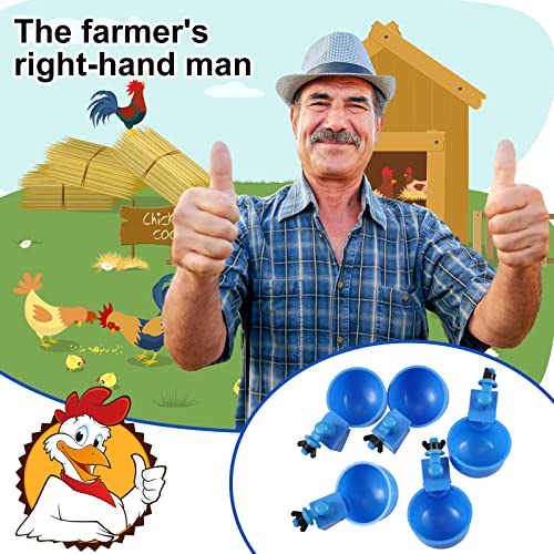 Tanlade 50 Pcs Automatic Chicken Waterer Cups Chicken Feeder for PVC Pipe Waterer Kit for Poultry Duck Goose Turkey Bunny (Blue,Classic) - color: Blue