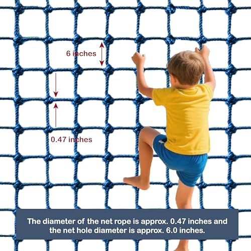 Upgraded Kids' Polyester Climbing Net, 8 Sizes, Heavy-Duty & Exquisite, Ideal for Indoor/Outdoor Playscapes - Treehouse, Gym, Balcony - Enhanced Safety (Navy Blue, 3ft x 6ft) - color: Navy Blue, size: 3ft x 6ft