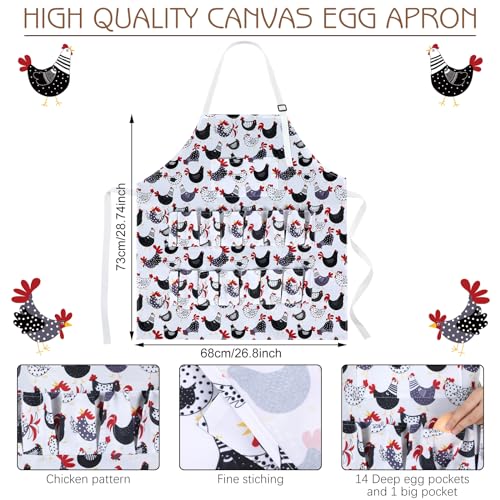Cutecrop 2 Pcs Egg Collecting Apron and Basket, 15 Gathering Pockets Chicken Apron and 7 Pockets Basket for Farmers Kitchen(Vivid Style) - style: Vivid Style