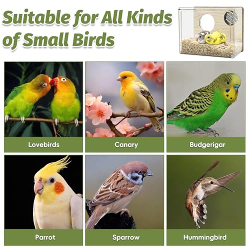 PINVNBY Transparent Acrylic Parakeet Nesting Box Budgie Breeding Box Bird Nest for Cage for Bird House with Perch for Parrots, Cockatiels, Lovebirds and Small Birds (L: 8.07 x 6.2 x 3.93 inch) - size: Acrylic,L: 8.07*6.2*3.93 inch