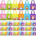 Sweetude 180 Pcs Easter Tote Bags Bulk Easter Gift Treat Bags with Handles Reusable Non Woven Bunny Rabbit Egg Goodie Party Favor Packages for Party Supplies