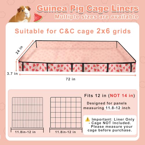 Waterproof Guinea Pig Cage Liners, Washable & Reusable Small Animal Cage Mat, for Rabbit, Hamster, Chinchilla, Hedgehog (Watermelon),C&C 24x72 inches - size: C&C 2x6(24x72 inches)