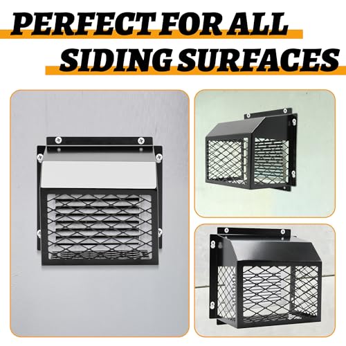 Universal Dryer Exhaust Guard Vent Cover Outside | 7"x7"x5" Heavy Duty Ventilation Bird Cage to Prevents Birds & Rodents from Entering Exhaust for 3" to 4" Bathroom Exhaust Fan - color: Black