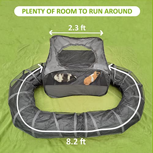 Guinea Pigs Playpen with Surround Tunnel to Run & Exercise Indoor/Outdoor | Pop Open Tent with Tube,Small Animals Interactive Play Pen,Detachable for Independent Use,Lightweight & Portable For Travel - style: Playpen with Tunnel
