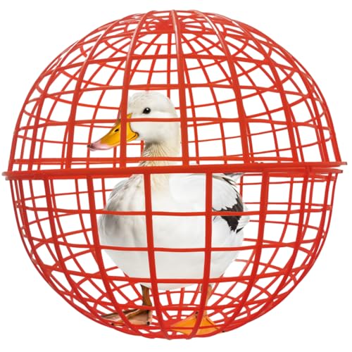 19.6" Movable Ball-Shaped Animals & Poultry Cages,Pet Safe Walking Net, Farm Courtyard Outdoor Accessible Rolling Rabbit Duck Hutch Chicken Coop,Preventing Dog Bites Trampled by Horse(1 PC) - color: Red