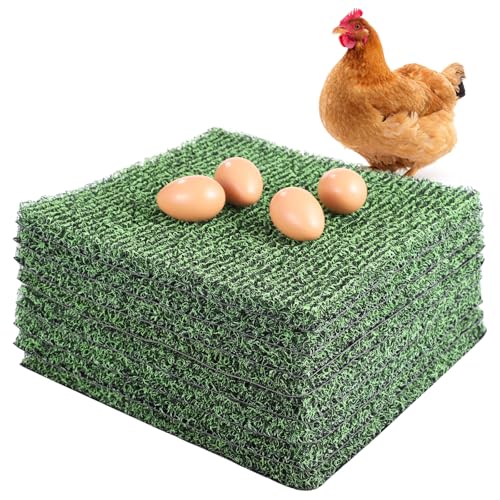 8 Pcs Chicken Nesting Pads, Washable Nesting Box Liners for Chicken Coop, Reusable Plastic Nest Box Pads with 4 Pcs Fake Wooden Eggs, Chicken Laying Mats, 12×12×0.8 inch - color: Green x 8