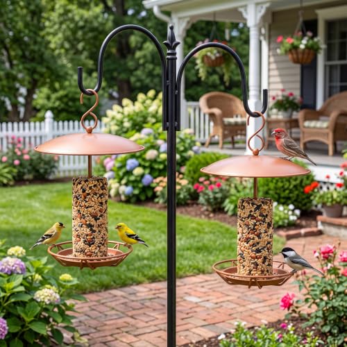 2 Pcs Cylinder Bird Feeder Outdoor Seed Cake Feeder Metal Suet Cake Holder Backyard Wild Bird Feeding Feeders for Outdoors Garden (Brown) - color: Brown