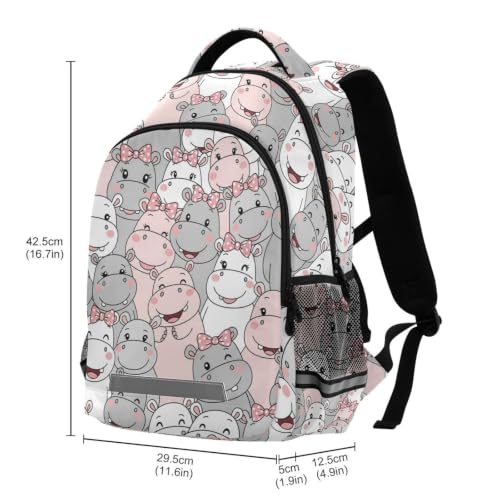 Kids Cartoon Hippo Backpack for Boys Girls School Bags | Elementary Middle, Travel Daypack Lightweight Waterproof with Reflective Strip - color: Cartoon Hippo