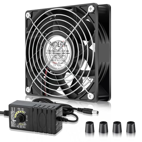 120mm x 38mm AC Powered Computer Cooling Fan with 110V-240V Variable Speed Controller for Reptile Terrarium, Greenhouse, Electronics Cabinet, DVR & PlayStation Ventilation