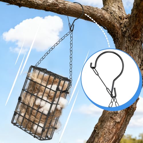 Harhana Reusable Metal Bird Nest Material Holder - Holds Cotton, Twigs & Pet Fur for 5 Bird Families