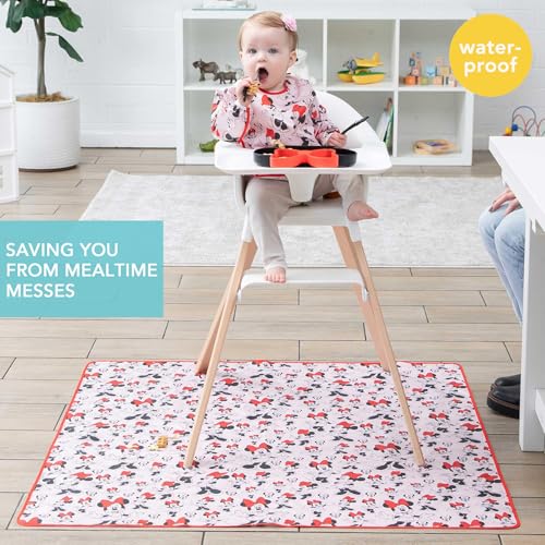 Bumkins Disney Baby Splat Mat for Under High Chair, Babies Toddlers Eating Mess Mat, Waterproof Reusable Cloth for Arts and Crafts, Play Mat for Kids, Floor or Table, Fabric 42inx42in, Minnie Mouse - color: C4 Minnie Mouse