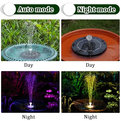 AISITIN 3,5W LED Solar Fountain Pump for Outdoor with 3000mAh Battery | Solar Bird Bath Fountain with Different Spray Effects,with Crystal Ball, Solar Powered Water Pump for Outdoor Garden, Pond - color: Black Led