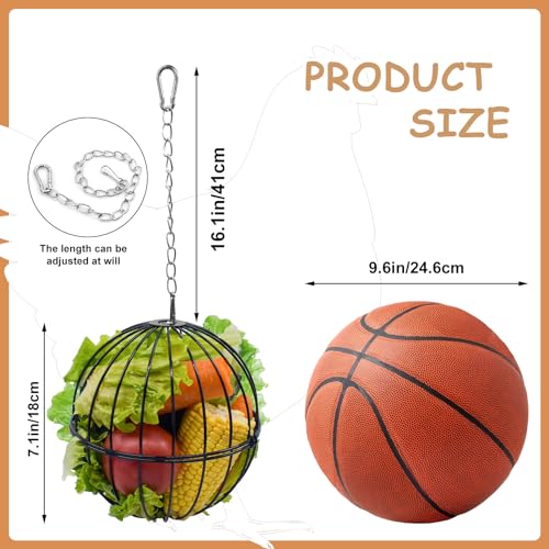 Hanging Chicken Feeder,7.1 Inch Large Sturdy Chicken Vegetable Hanging Feeder,Hanging Chicken Veggie Treat Ball,Chicken Treat Holder.