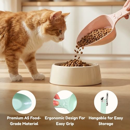 Dog Food Scoop 1 Cup, One Cup Measuring Cup, Food Grade Melamine Pet Food Measuring Scoop with 1/2&1/4 Cup Markings, Long Handle Food Scoop For Cat, Bird, Rabbit, Sturdy & Dishwasher Safe (Green) - color: Green