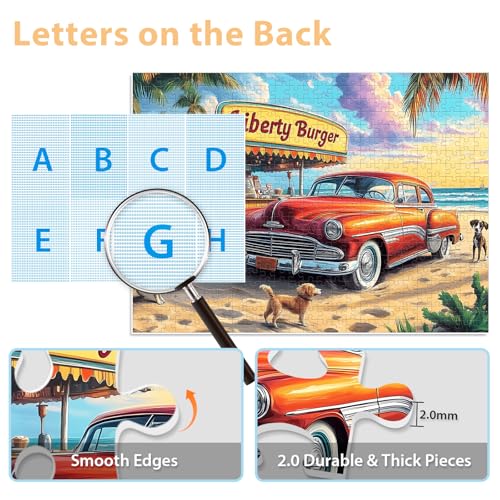 500 Piece Puzzle for Adults, Beach Store Puzzle, Recycled Cardboard Car Dog Jigsaw Puzzles 500 Pieces, Challenging Puzzles Game Home Decor Birthday Party Gift Toy for Seniors 20.5 * 15 inch - style: Beach Store