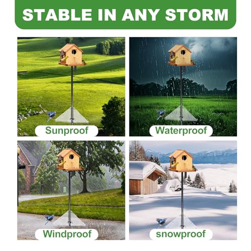 79" Heavy-Duty Bird Feeder Pole with Squirrel Baffle for Outdoors, Adjustable Bird Feeding Station Holds Multiple Feeders, Rust-Resistant Steel Pole with Bird House Pole Mount Kit - size: 79" Pole & Baffle