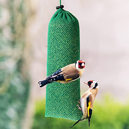 Weewooday 6 Pieces Finch Sock Feeder Thistle Seed 4.7 X 11 in,Dark Green | Thistle Seed Sock, Hanging Instant Seed Bag, Bird Feeders, for Outdoors Garden Yard Patio, Wild Bird, Nyjer Attracts Songbird - color: Dark Green