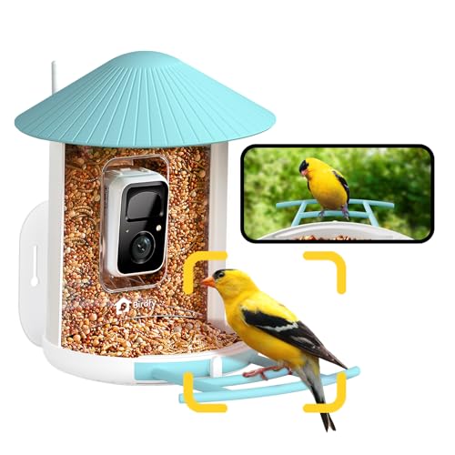 NETVUE by Birdfy Smart Bird Feeder with Camera, No Subscription, 1080P | AI Bird Species Identification, 2MP Night Vision, Live Stream, 2.4GHz Wi-Fi, IP66 for Outdoor, Gifts for Bird Lovers, Blue - color: Blue, style: AI