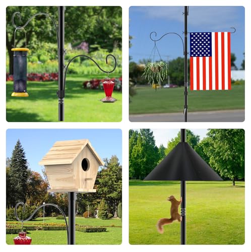 Bird Feeder Pole 118 Inch Outdoor Bird House Mount Kit | Easy bolt assembly without extra hardware,Squirrel Proof Baffle,Heavy duty sturdy metal structure - color: Black-U
