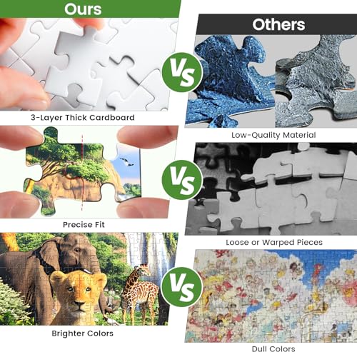 1000 Pieces Puzzles for Adults,Animal World Jigsaw Puzzles 1000 Pieces | Lions Elephants Giraffe Animals Puzzles Games Unique Cool Puzzles Family Activity Great Gift for Family Friends 28x20 in - style: Animals