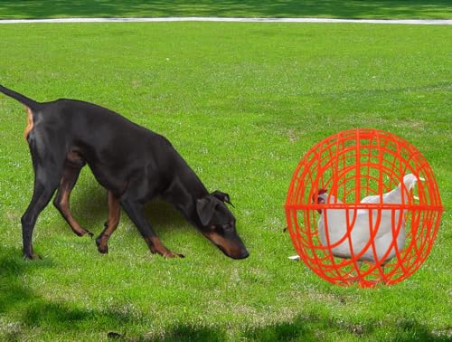 15.7" Ball-Shaped Movable Chicken Coop,Pigeon Rabbit Duck Safe Walking Net,Preventing Trampled by Horse,Predation by Eagles,Dog Bites.Pet Removable Prevent Harassment Safety Hutch - color: Red