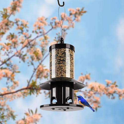 Squirrel-Proof Bird Feeder for Outdoor Hanging Wild Bird Seeds. - color: 11"H Bronze