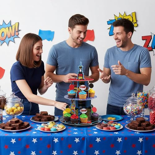 3 Tier Spider Cupcake Stand Decoration Spider Party Cupcake Tower Party Supplies Table Decoration Cityscape Dessert Holder Table Display for Birthday Baby Shower Supplies - style: Hero