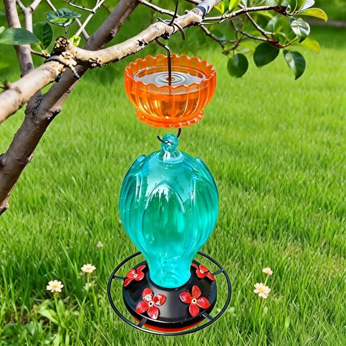 9oz Plastic Ant Moat for Hummingbird Feeder, 2-Pack Yellow Insect Guard | Stainless Hooks, Daisy Floral Buffer, Orange Transparent Nectar Protector, Water Barrier Blocking Bugs, 9 Ounce/270ml - color: Orange, size: 2PC/Pack