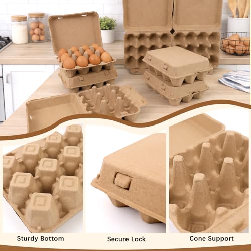 Egg Cartons 12 Count, 50 Pack Cardboard Egg Cartons Cheap Bulk, Reusable Paper Egg Holder for Supermarkets Kitchen - size: 3x4
