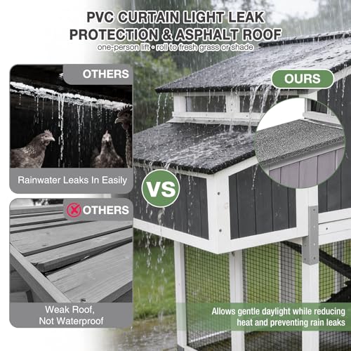 Large Chicken Coop for 6-8 Chickens, Double Folding Wooden Chicken House with 2 Nesting Boxes, Reinforced Iron Frame, Pull-Out Tray & Waterproof Roof, Outdoor Poultry Cage-(Black) - color: Black (AIR66-B)
