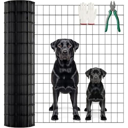 (36 in x 50 ft) Garden PVC Welded Wire Fence, Mesh Size 2 in x 3 in, 16-Gauge Welded Wire Fence, Poultry Protection Animal Fence, Includes Gloves and Pliers - size: 36 inch x 50 ft