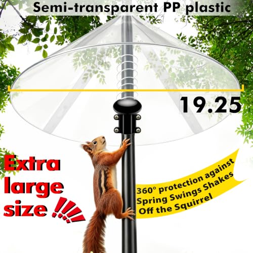 Squirrel Baffle,Squirrel Baffle for Bird Feeder Pole,19-Inch Squirrel-Proofs for Outdoor Shepherd's Hooks,Outside Pole Mount Squirrels Guard(Clear) 2 Pack. - color: Pole mount-White-2P