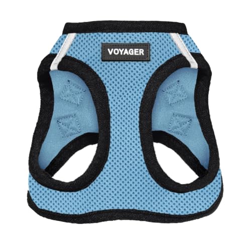 Voyager Step-in Air Dog Vest Harness - Baby Blue/Black Trim, XX-Small | 12 - 13.5" in Chest, Reflective Bands, All Weather Breathable Air Mesh, Cats Compatible, Lightweight, Fast Drying - color: Harness (Baby Blue/Black Trim), size: XXS (Chest: 12 - 13.5"