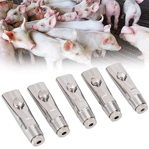 Automatic Pig Nipple Drinker, 5PCS Pig Drinker Metal Proof Automatic Pig Waterer Nipple Drinkers Animals Water Feeder for Sows Swine Piglets