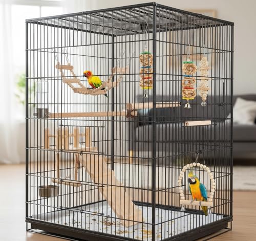Morezi Bird Swing for cage Parakeet Parrot Swing Wood Hemp Rope Ladder Toy Play Gym Hanging Swing Parrot Perch Hammock Toy for Budgerigar Conure Cockatiel mynah Finches Small Medium Breeds 10pcs