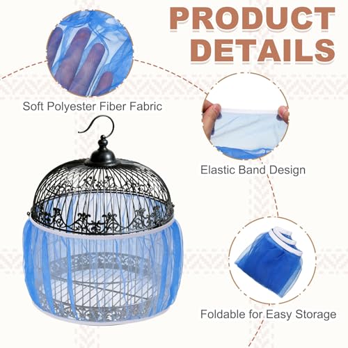 Bird Cage Seed Catcher, Bird Cage Net Cover Seeds Guard, Universal Birdcage Accessories, Blue, Circumference 31.5"-43.3", Height 7.9" for Parrot Cockatiel Enclosures - color: Blue, size: Circumference 31.5"-43.3", height 7.9"