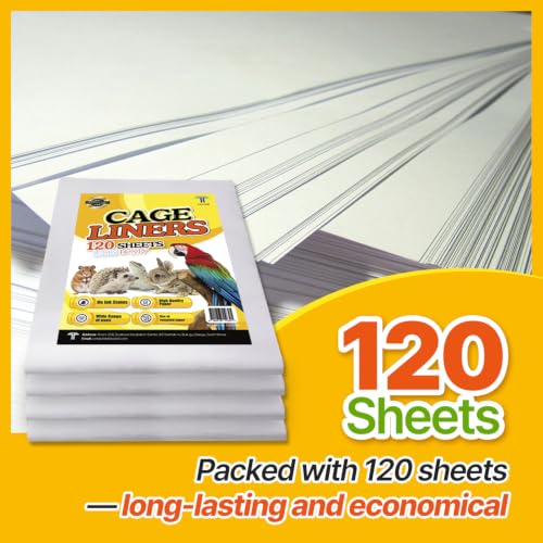 T TORTO9 Bird Cage Liner - 120 Paper Sheets, 14" x 15", 1.7 lb - Ideal for Pet Habitats, Bulk Pack for Long-Lasting Use, Newsprint Texture, Convenient Parcel Packaging - size: 14 x 15 in