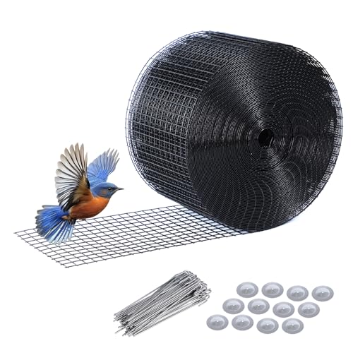Solar Panel Bird Guard with 60 PCS Clips, 6in x 100ft Solar Systems Mesh | PVC Coated Pigeon Netting, Critter Guard for Squirrel Rodent Protection Rooftop Roof Protection Bird Netting
