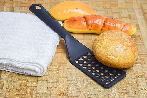 Black Nonstick Slotted Spatula/Turner for Crepes, Eggs, Brownies, Lasagna