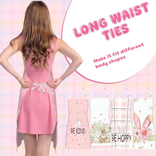 Easter Aprons Set of 4, Bunny with Easter Eggs Pattern Kitchen Aprons for Adults, Easter Decorations for Home, Bunny Gifts, Spring Table Decor - color: Easter