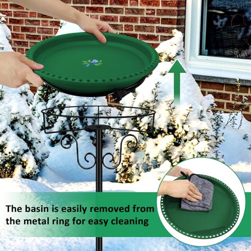 Heated Bird Bath, Lovppy 100W Thermostatically Controlled Heated Bird Baths for Outdoors Bird Bath Heater with Metal Stake, Heated Bird Bath for Outside Winter Garden Patio Yard Lawn (Green) - color: Green