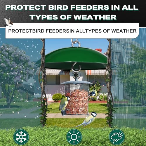 Squirrel Baffle for Bird Feeders,15.7-inch Metal Dome,Squirrel Proof, Weather Shield, with Suspension Wire Rope and Snap Hook for Bird Feeder Pole, Shepherd's Hook,Trees,1 Pack(Green)