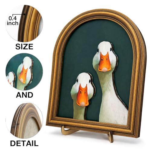 3D Vintage Cute Goose Table Decor Wall Art Sign Framed Vintage Decor | Rustic Couple Goose Wall Art Sign - Vintage Animal Farmhouse Home Decor for Wall Mount and Tabletop 8x10 Inch - color: Goose