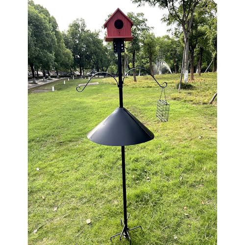 Bird Feeder Pole Squirrel-Proof, 93 Inch Heavy Duty Bluebird House Pole Kit for Outdoor Garden, Feeder Stand Adjustable with 5-Prongs Base for Hanging Plants, Bird Feeders (Shape 1)