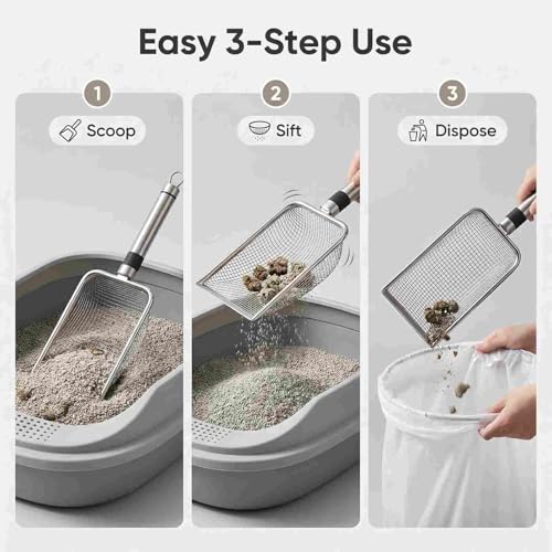 Chicken Poop Scooper 2 Pack, Stainless Steel Coop Scoop, 3.8mm & 5mm Mesh | 4-inch metal rake and scoop cleaning tools sift chicken poop, sand, litter and bedding for faster daily coop cleanup