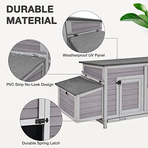Chicken Coop Large Expandable Chicken House for Outdoor with Two Nesting Box, Leakproof Pull-on Tray and UV-Resistant Roof Panel