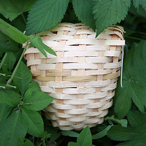 Small Bird Nest with Metal Hook Hand-Woven Bird Eco-Friendly Natural Bamboo Cage Accessories Hanging Bird Shelter