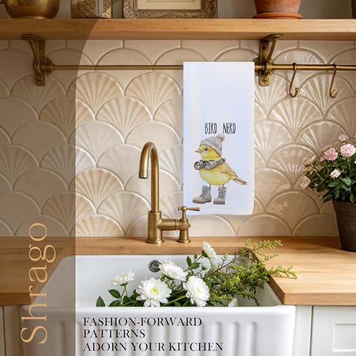 Funny Bird Nerd Kitchen Towels–Upgraded Fabric, Birds Lover Watcher Gift Dish Tea Towels for Kitchen, Birding Gifts Decorative Hand Towels for Bathroom Decor, 16x24 Inch - color: Upgraded Cotton Towel - Bird Nerd