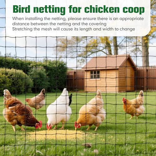 50 x 100 ft Bird Netting for Chicken coop 2.4" Mesh Poultry Netting, Protects Garden, Fruit Trees & Poultry from Birds & Small Animals