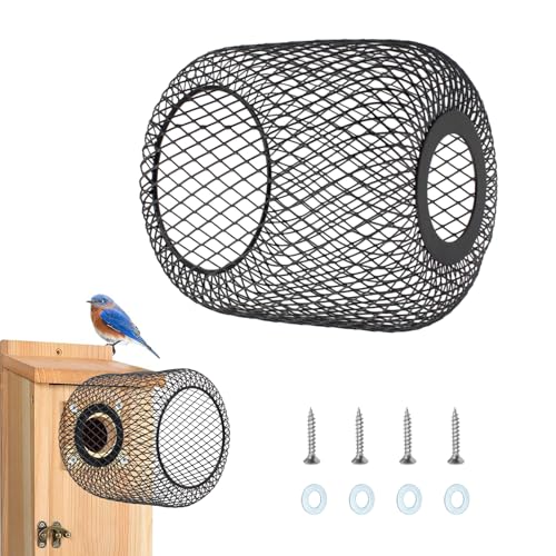 Bluebird House Protector Guards, Black Iron Mesh Protector | Bird House Entrance Hole Protector to Keep Predators Out, Lantern Shaped Smooth Edges